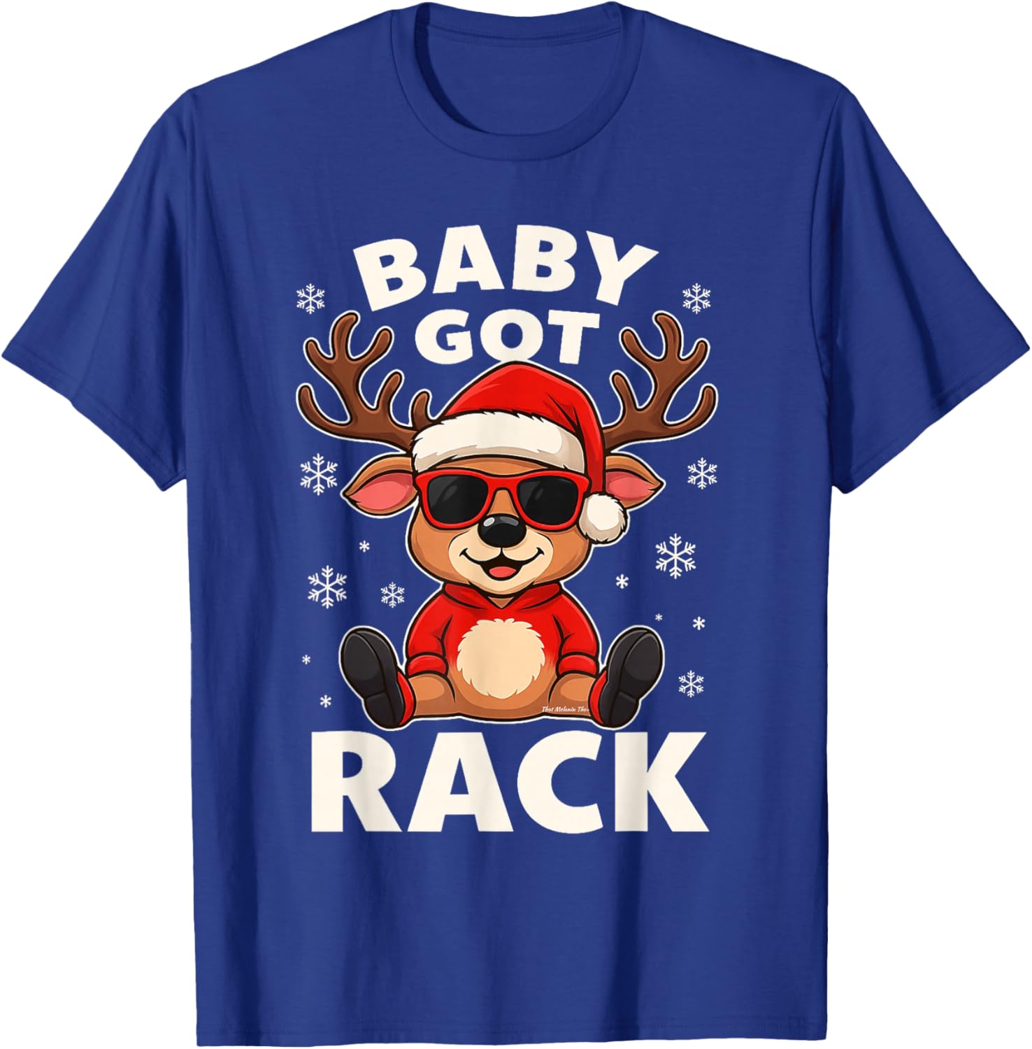 Baby Got Rack Cool Reindeer Funny Christmas Pun Hat Shades T-Shirt - T-Shirt | Royal