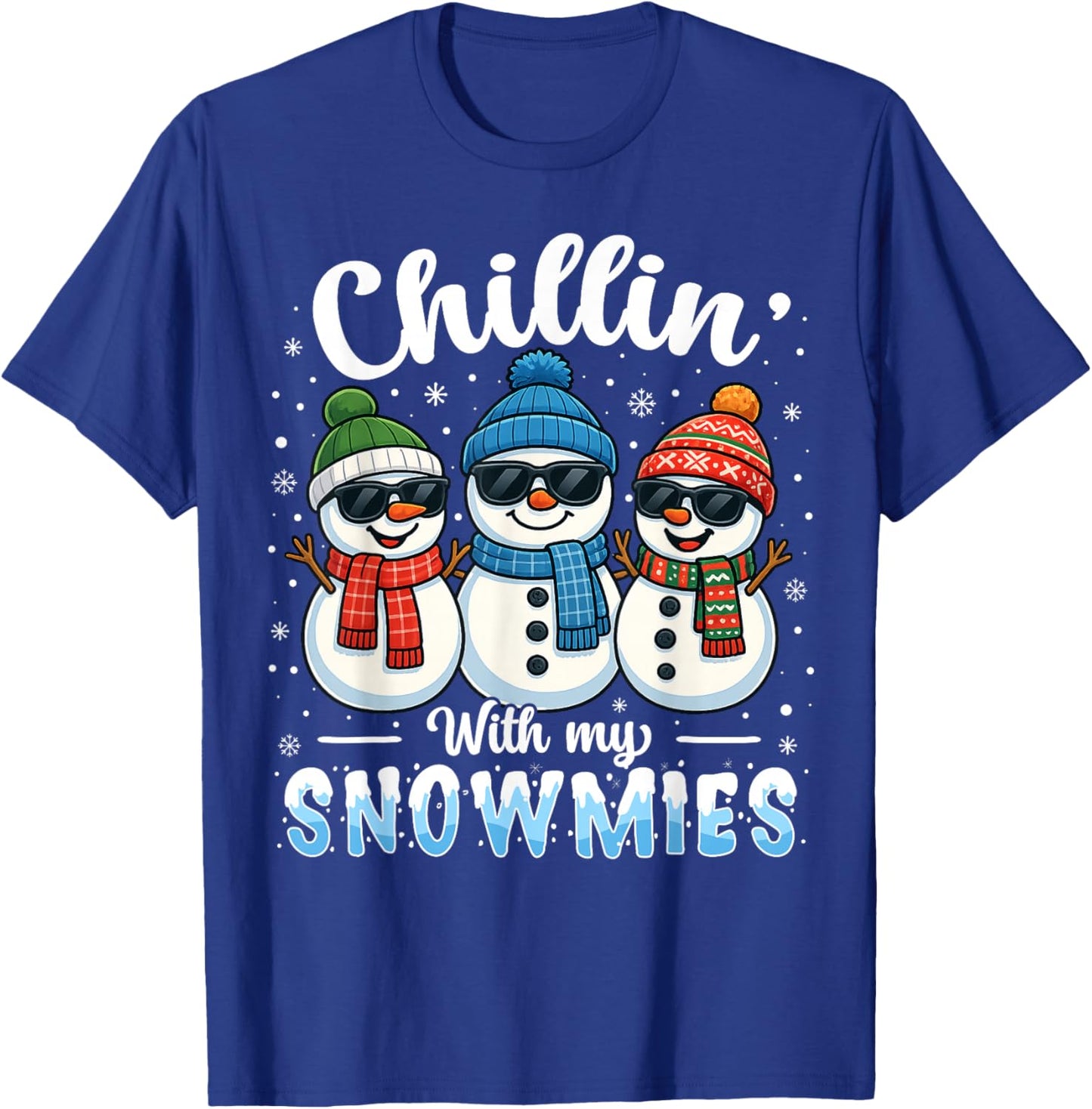 Chillin with My Snowmies Funny Snowman Christmas Kids Boys T-Shirt - T-Shirt | Royal