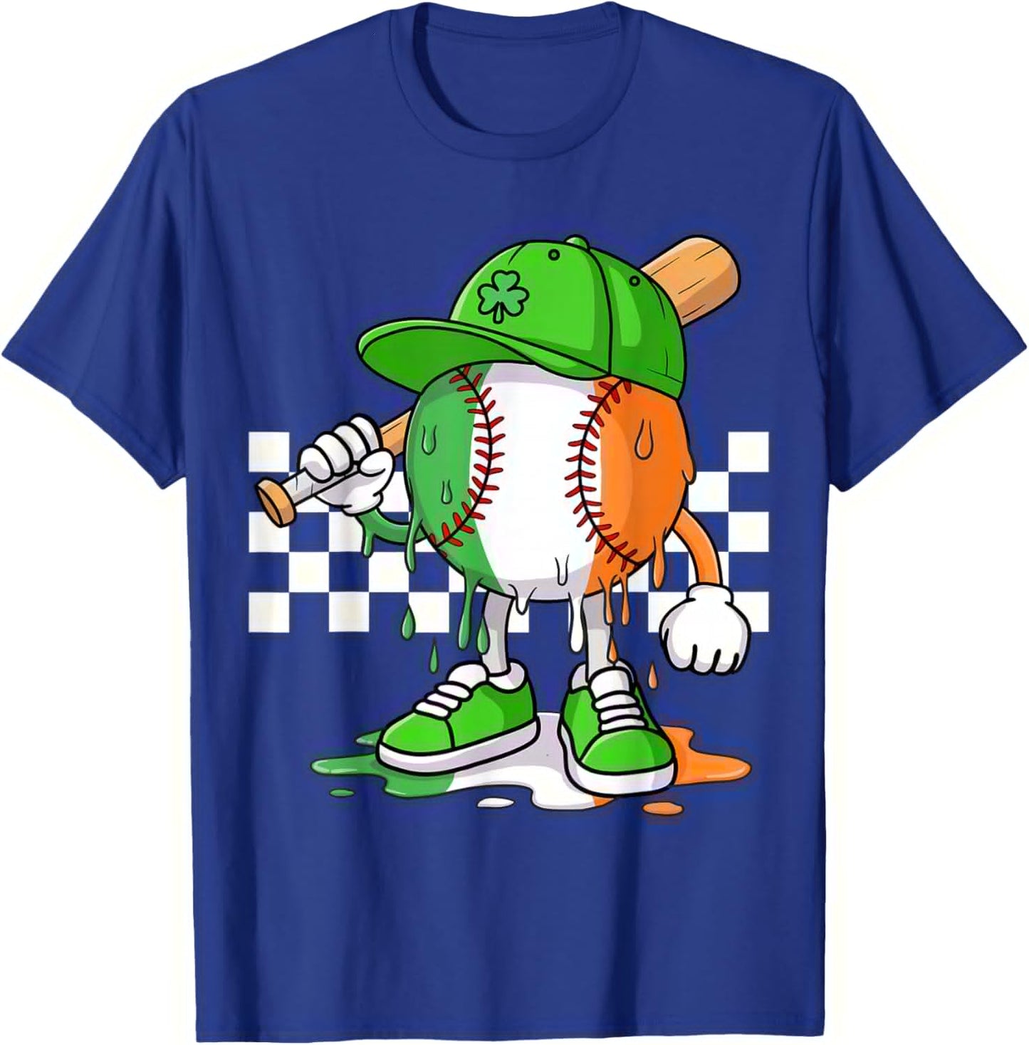 Boys St Patricks Day Irish Flag Kids Baseball Ice Cream Drip T-Shirt - T-Shirt | Royal