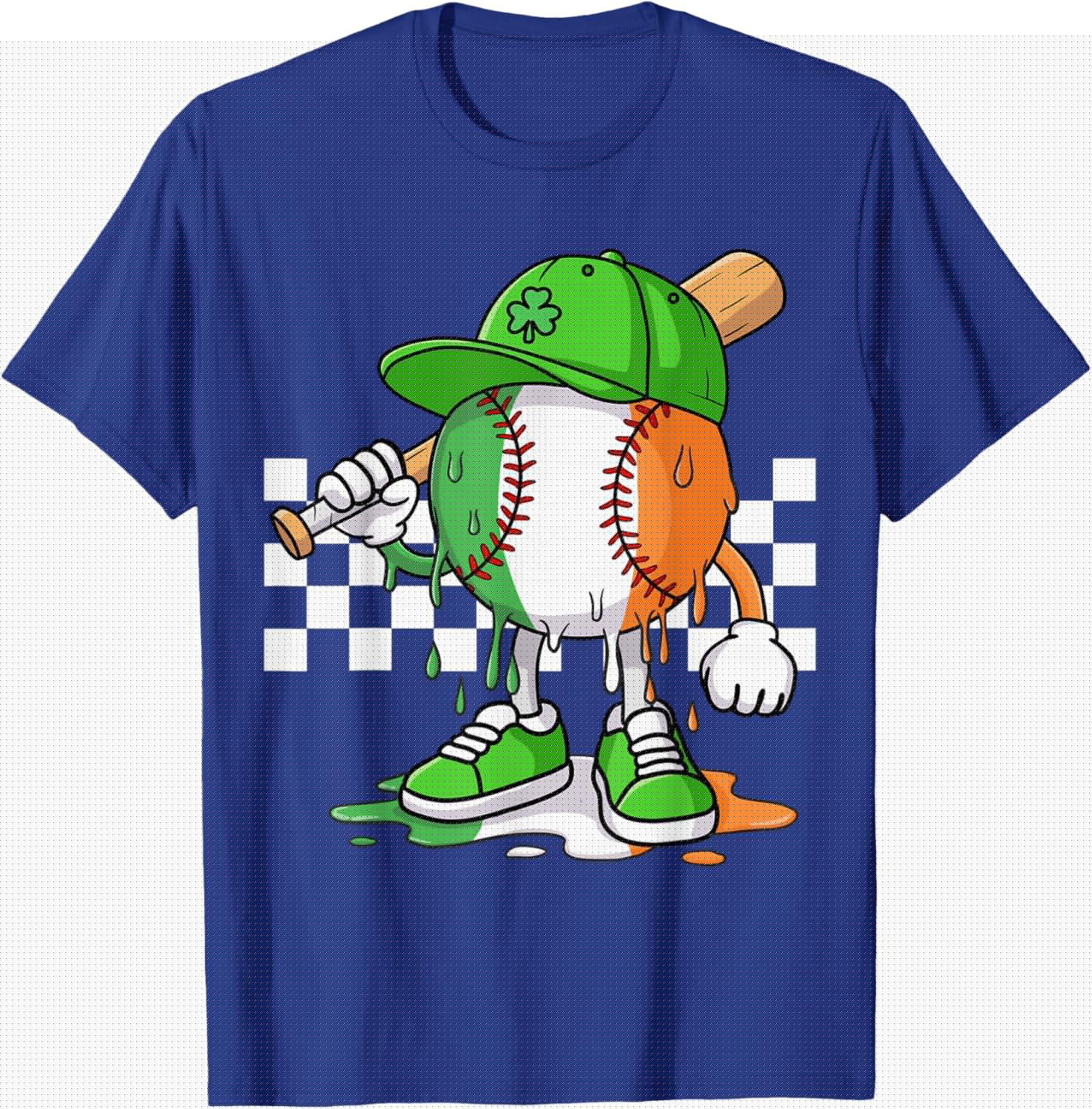Boys St Patricks Day Irish Flag Kids Baseball Ice Cream Drip T-Shirt - T-Shirt | Royal