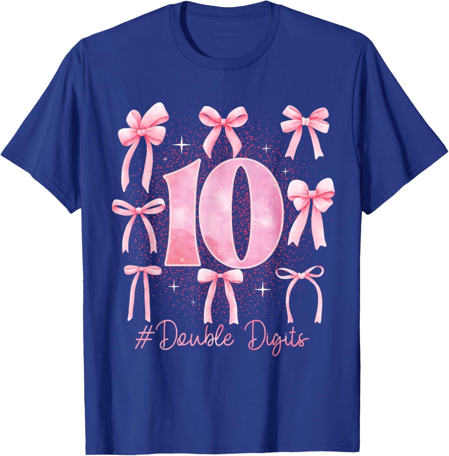 Double Digits Birthday Girl 10th Birthday Coquette Bow Pink T-Shirt - T-Shirt | Royal