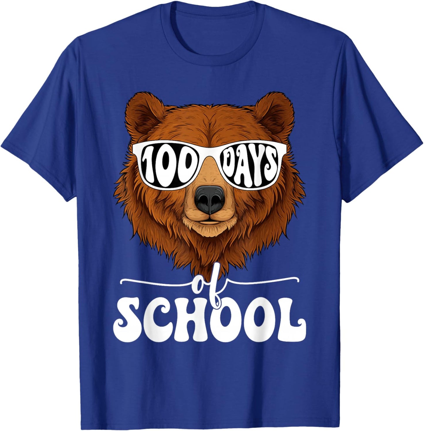 Cute 100 Days of School Bear 100th Day of School Boys Kids T-Shirt - T-Shirt | Royal