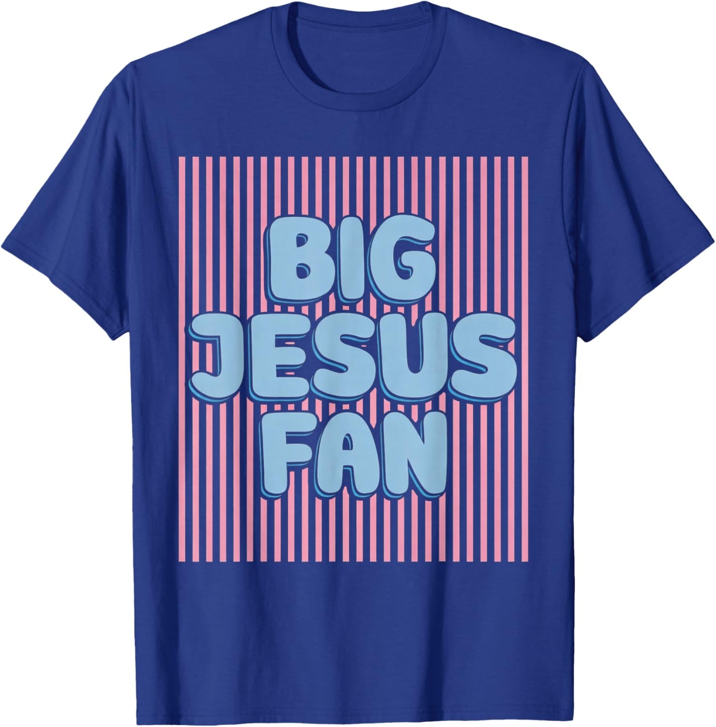 Big Jesus Fan Retro Stripes Christian Humor T-Shirt - T-Shirt | Royal