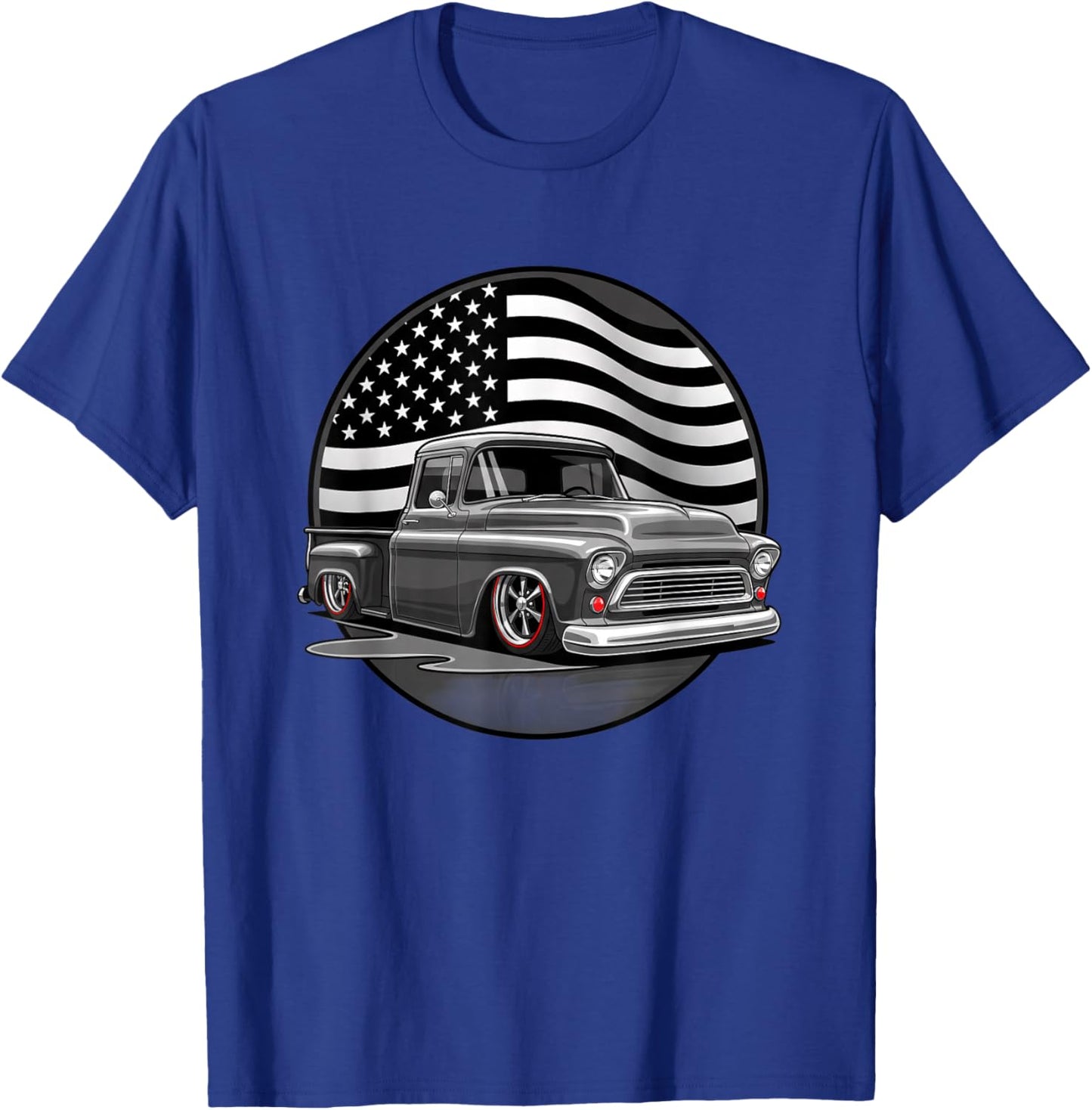 Trucks & Off-Road Classic Lowrider Pickup with American-So T-Shirt - T-Shirt | Royal