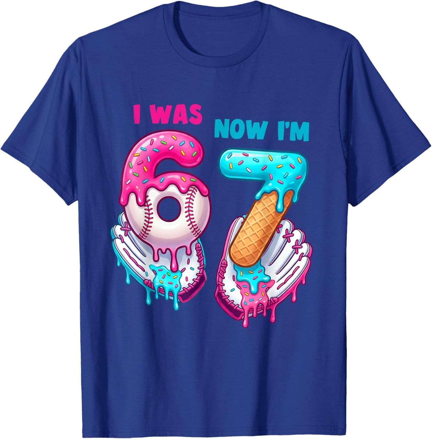 7th Birthday I was 6 Now I'm 7 Year Old Baseball Boys Girls T-Shirt - T-Shirt | Royal