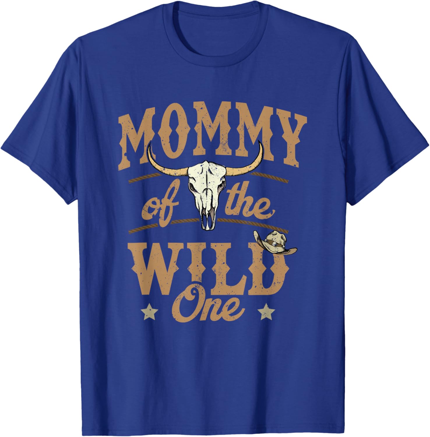 Mommy of The Wild One Cowboy Western Rodeo Party Matching T-Shirt - T-Shirt | Royal