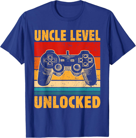 Video Gamer New Uncle Level Unlocked Pregnancy Announcement T-Shirt - T-Shirt | Royal