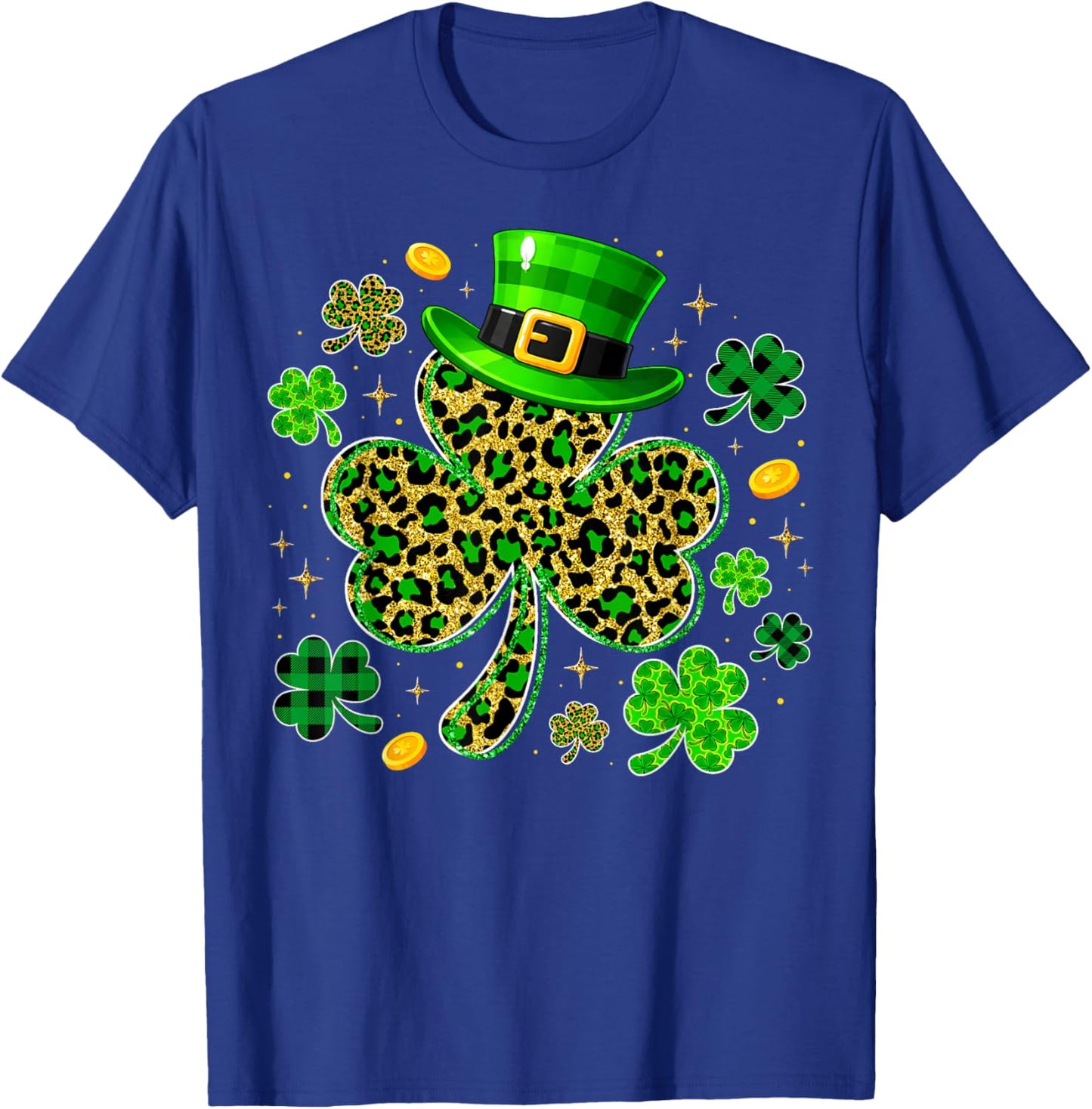 Cute Shamrock Leopard PJs St Patricks Women Girl T-Shirt - T-Shirt | Royal