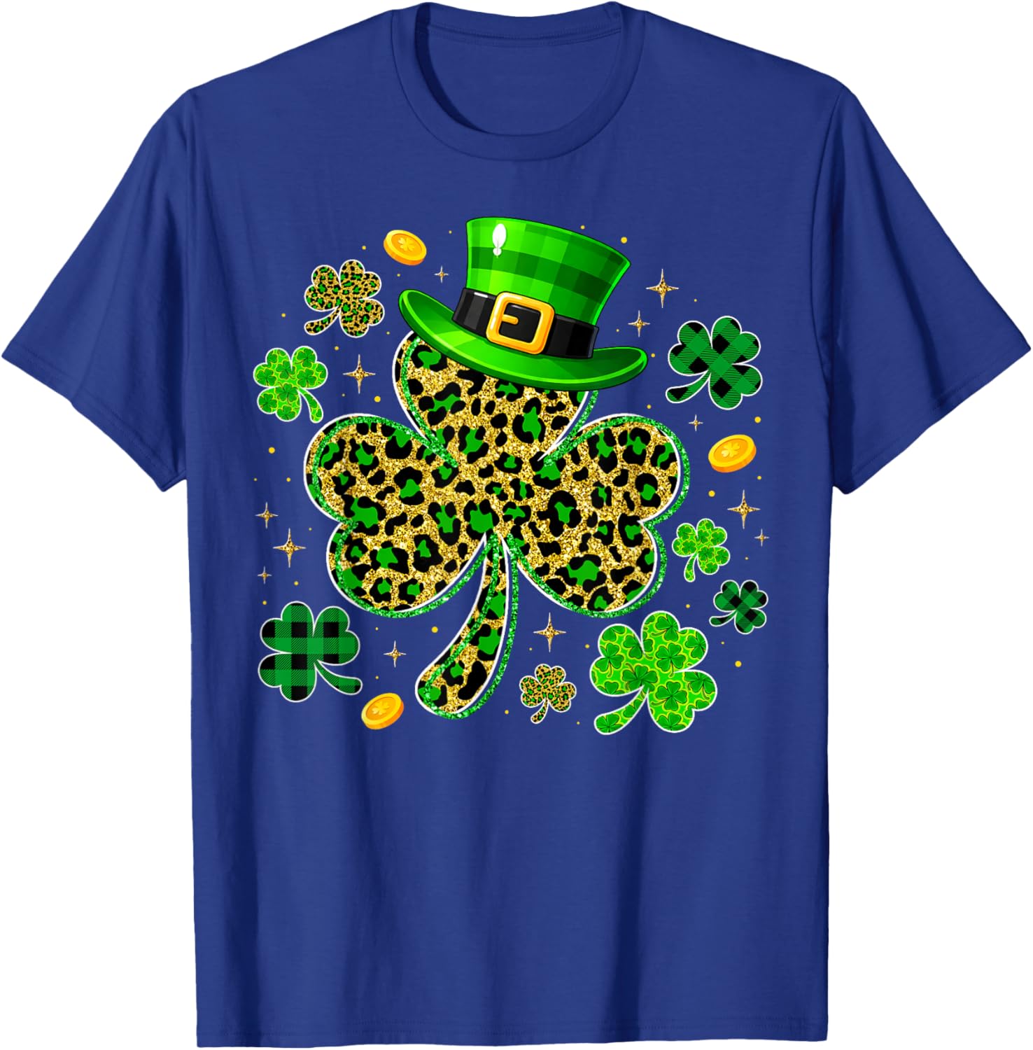 Cute Shamrock Leopard PJs St Patricks Women Girl T-Shirt - T-Shirt | Royal