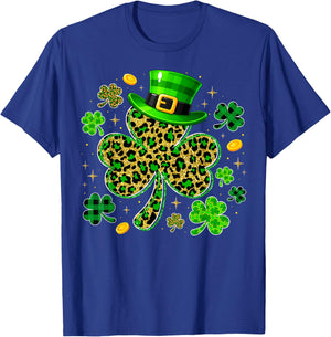 Cute Shamrock Leopard PJs St Patricks Women Girl T-Shirt - T-Shirt | Royal