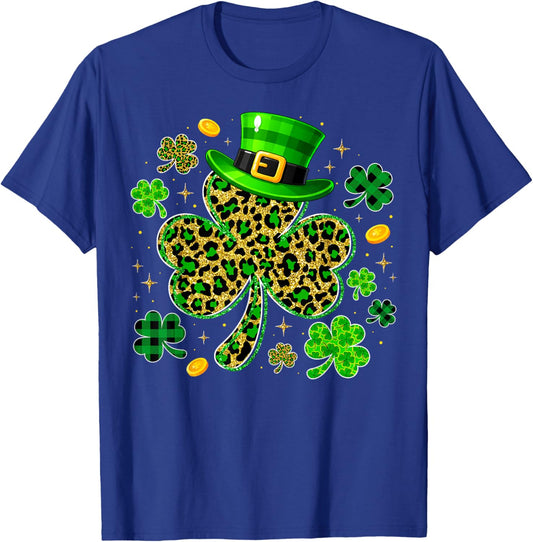 Cute Shamrock Leopard PJs St Patricks Women Girl T-Shirt - T-Shirt | Royal