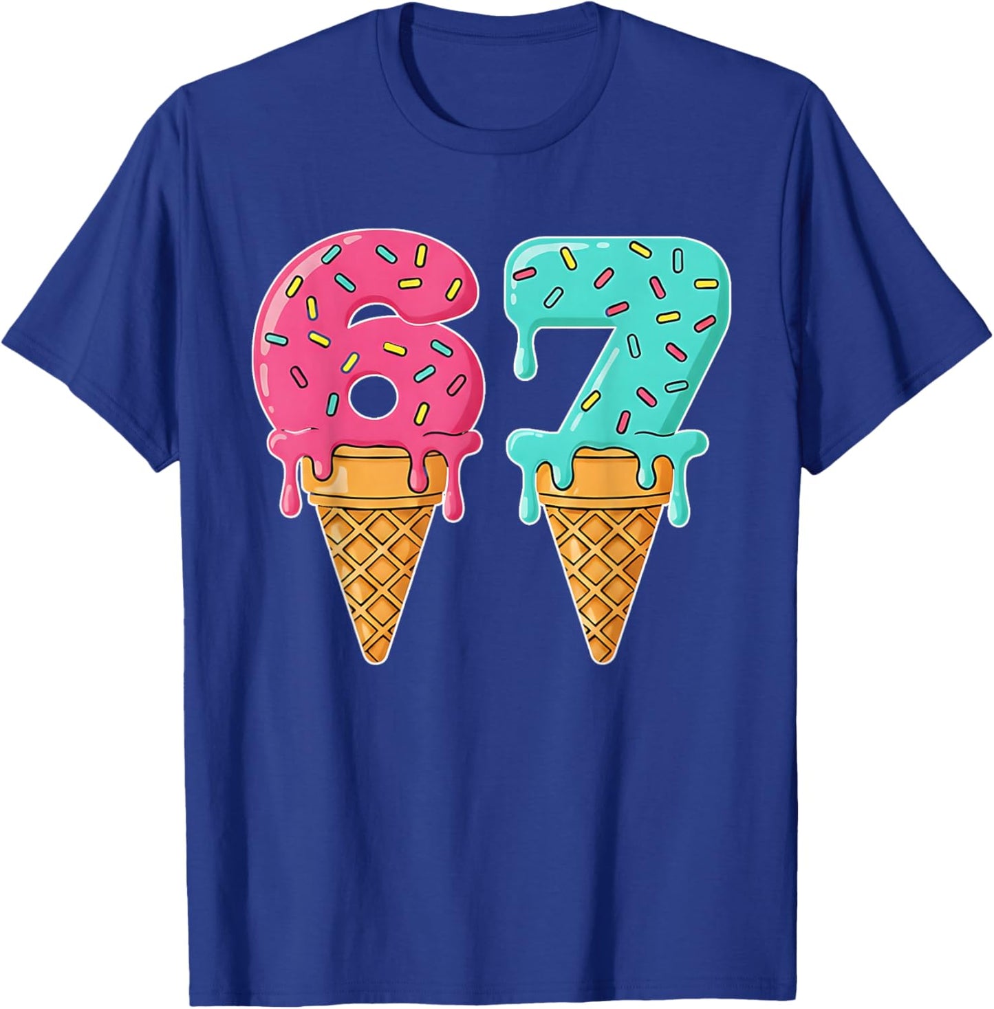 Baseball Drip Ice Cream 67 Baseball T-Shirt - T-Shirt | Royal