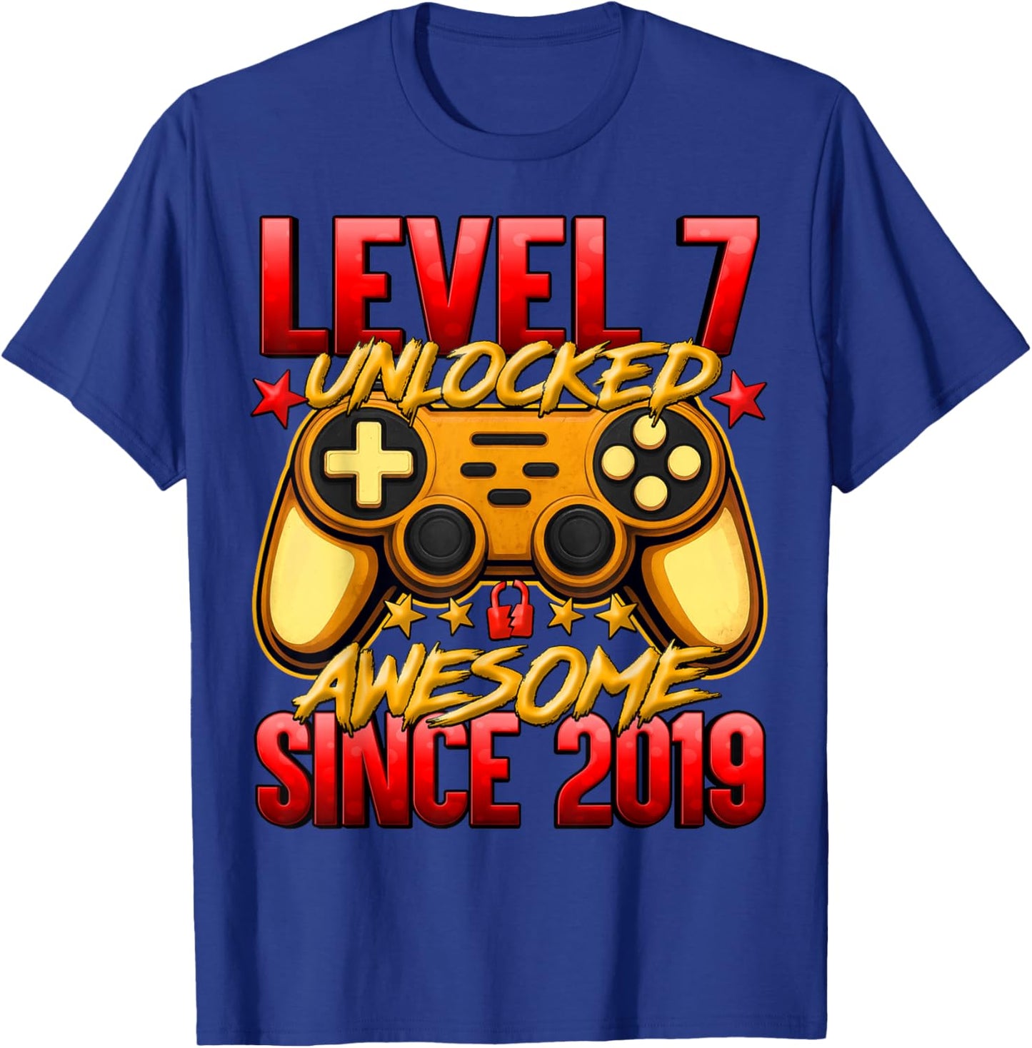 Level 7 Unlocked 7 Year Old Gifts for Boys 7th Birthday Boy T-Shirt - T-Shirt | Royal