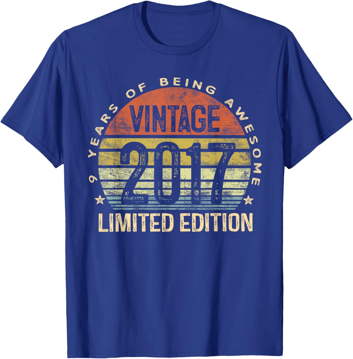 Vintage 2017 Limited Edition 9-Year-Old 9th Birthday T-Shirt - T-Shirt | Royal