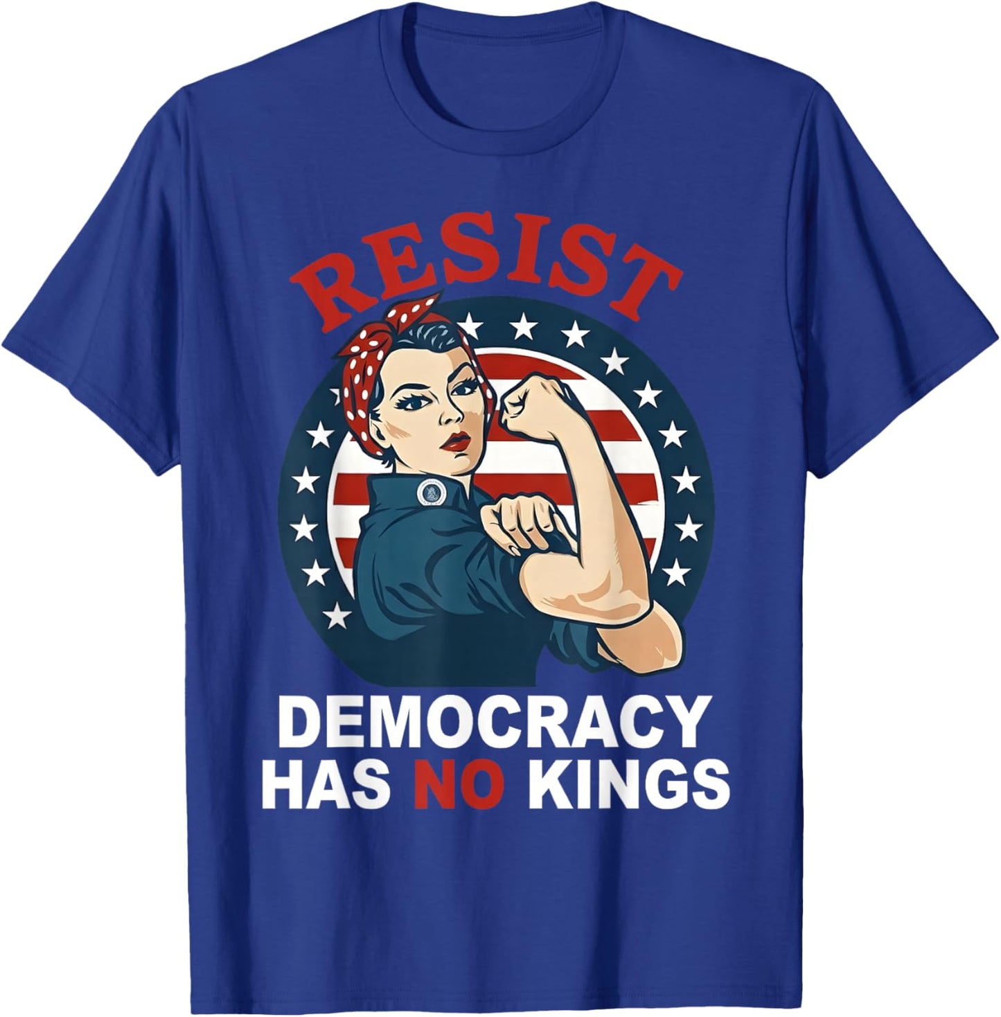 Resist Democracy Has No Kings Woman's Girl America Flag T-Shirt - T-Shirt | Royal