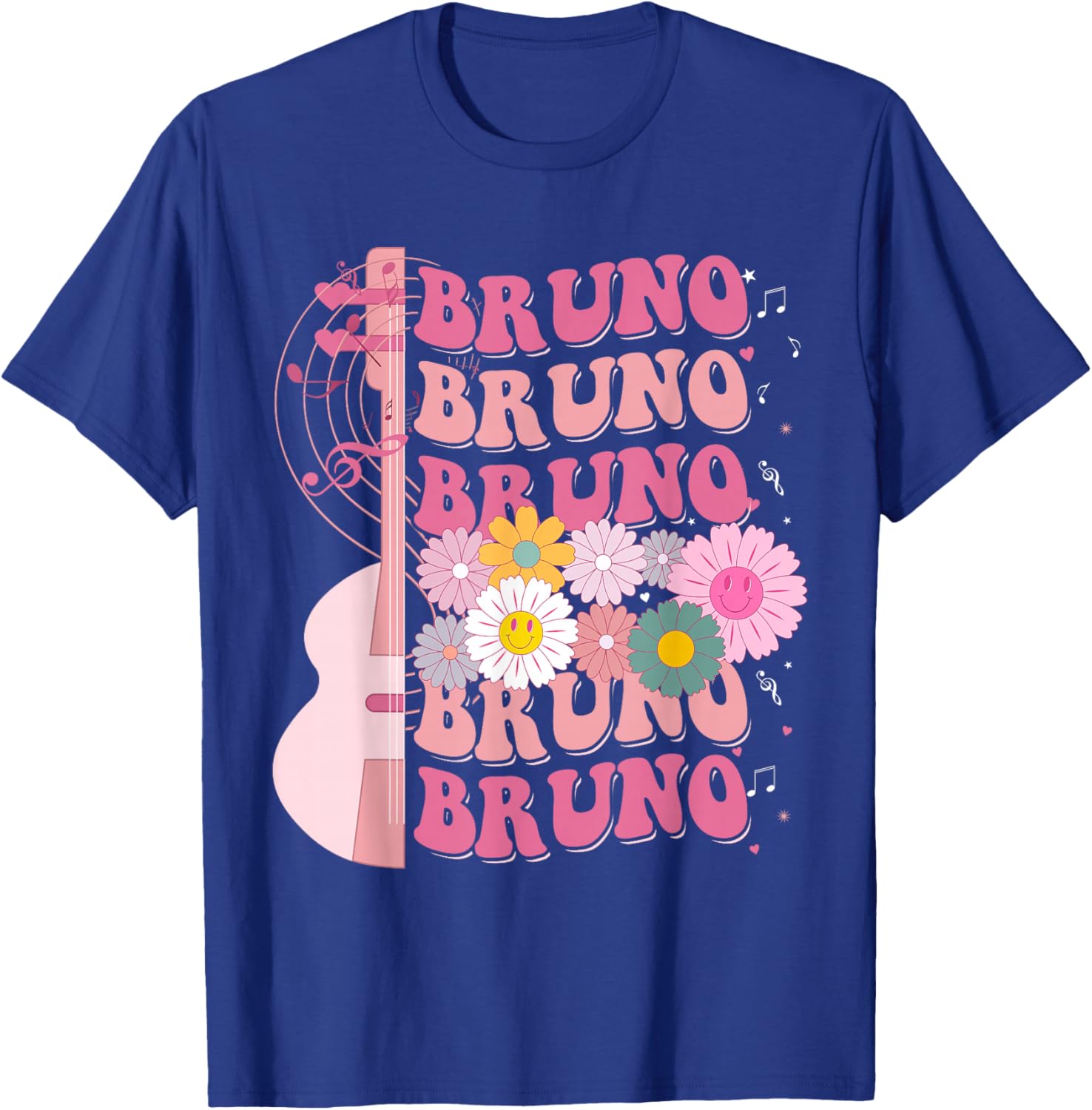Girl Retro Bruno First Name Personalized Groovy 80's T-Shirt - T-Shirt | Royal