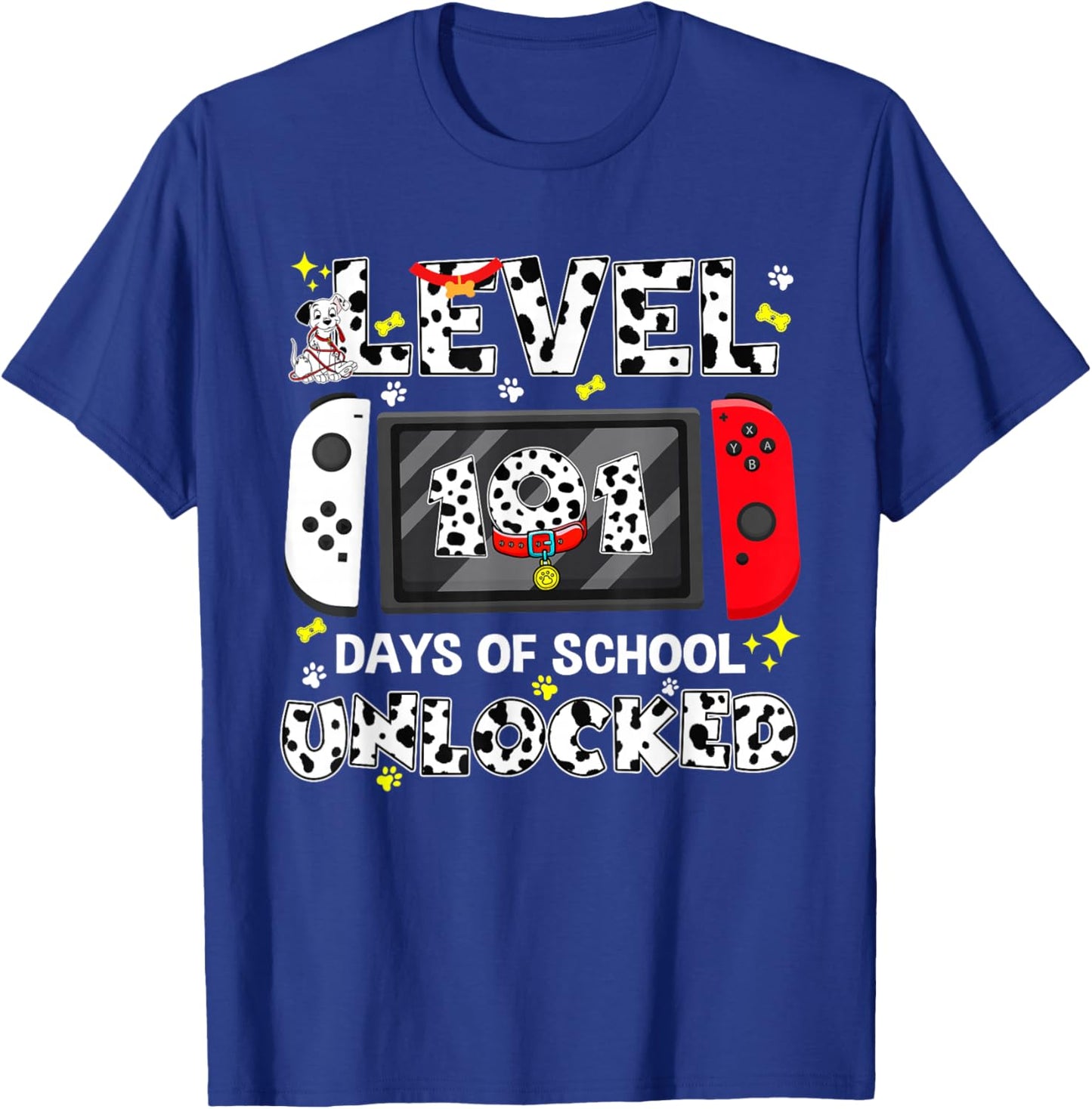 Level 101 Days School Unlocked 100 Days Game Controller T-Shirt - T-Shirt | Royal
