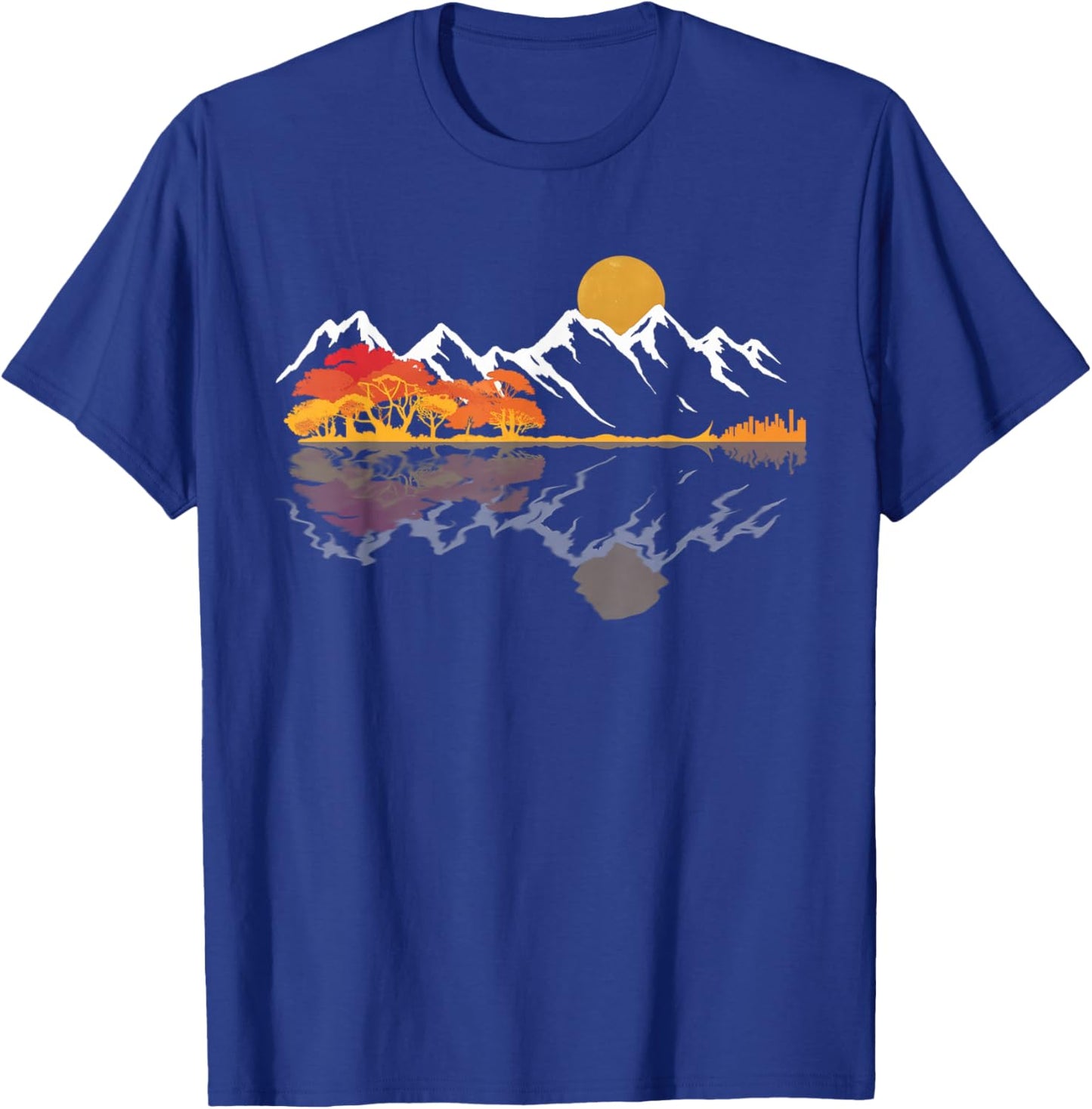 Guitar Lake Mountain Reflections Shadow Love Guitar Musician T-Shirt - T-Shirt | Royal