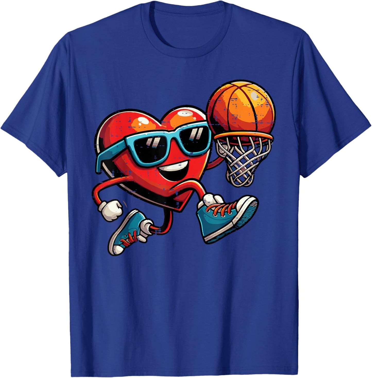 Valentines Day Heart Basketball Player Dunk Men Boys Kids T-Shirt - T-Shirt | Royal
