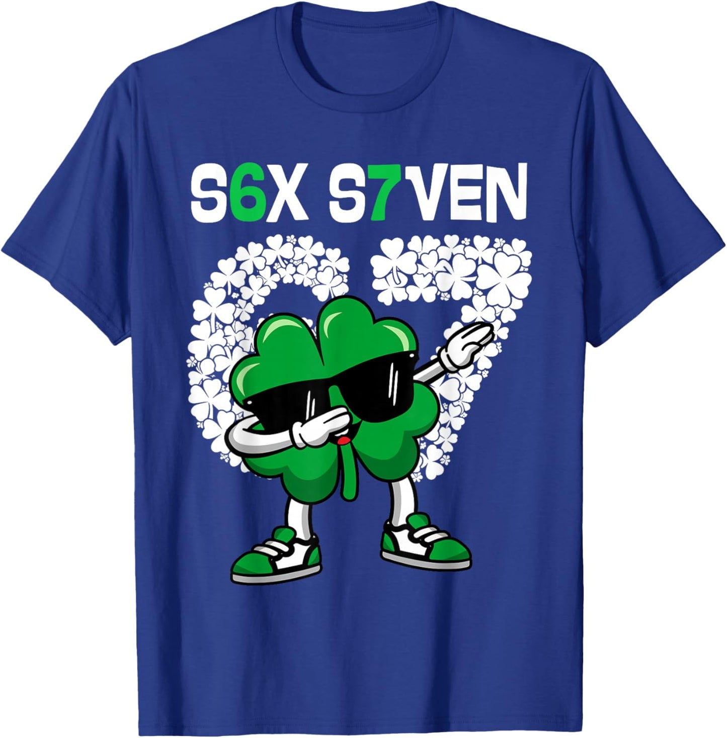 67 Meme St Patrick's Day 2026 Six Seven Dabbing Shamrock T-Shirt - T-Shirt | Royal