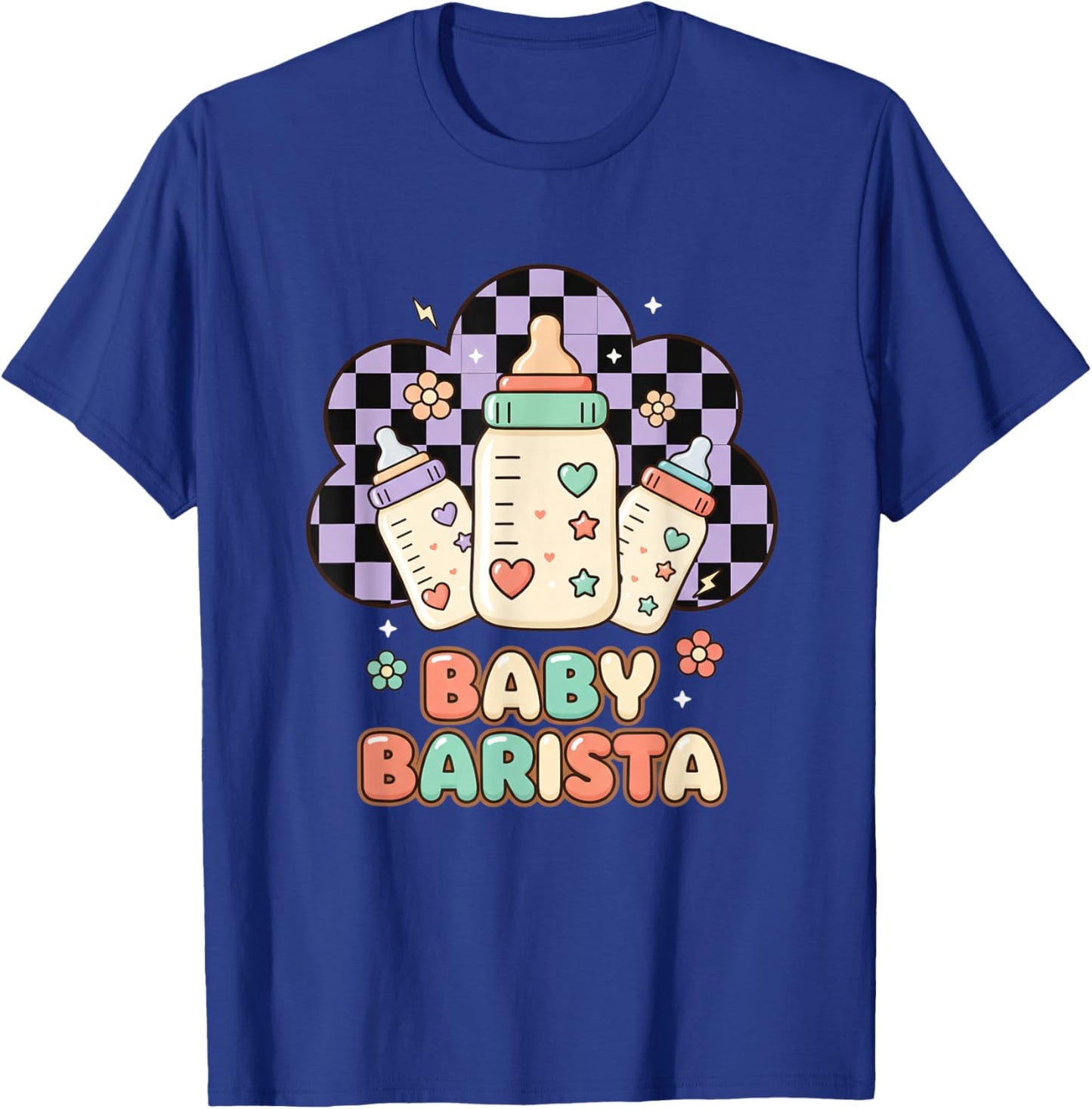 Nurse Baby Barista Milk Bottle, NICU & Mother-Baby Lactaion T-Shirt - T-Shirt | Royal
