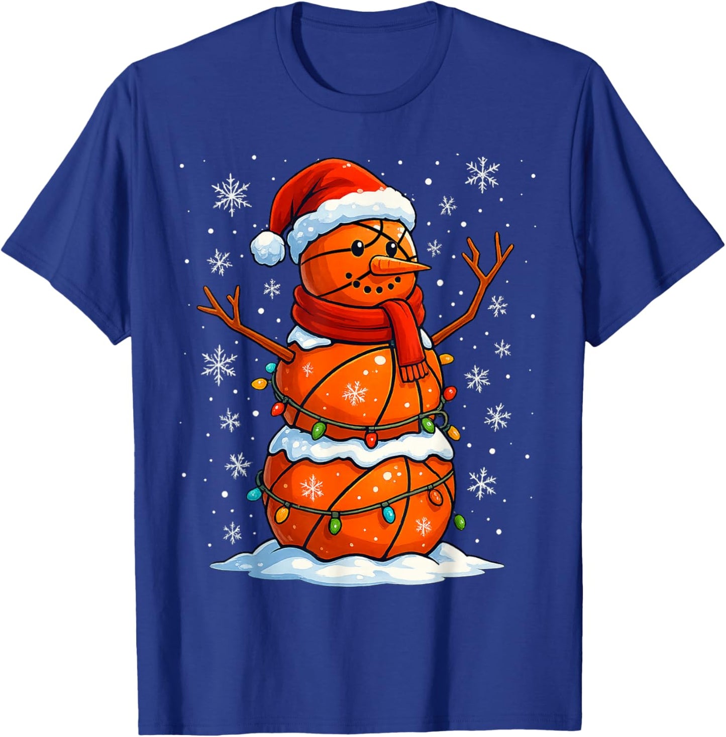Christmas Basketball Snowman Holiday Sports Xmas Pajamas T-Shirt - T-Shirt | Royal