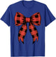 Funny Christmas Red and Black Buffalo Plaid Coquette Bow T-Shirt - T-Shirt | Royal