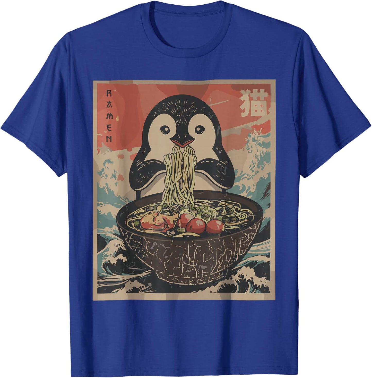 Funny Penguin Ramen Kawaii Anime Japanese Graphic Women Men T-Shirt - T-Shirt | Royal