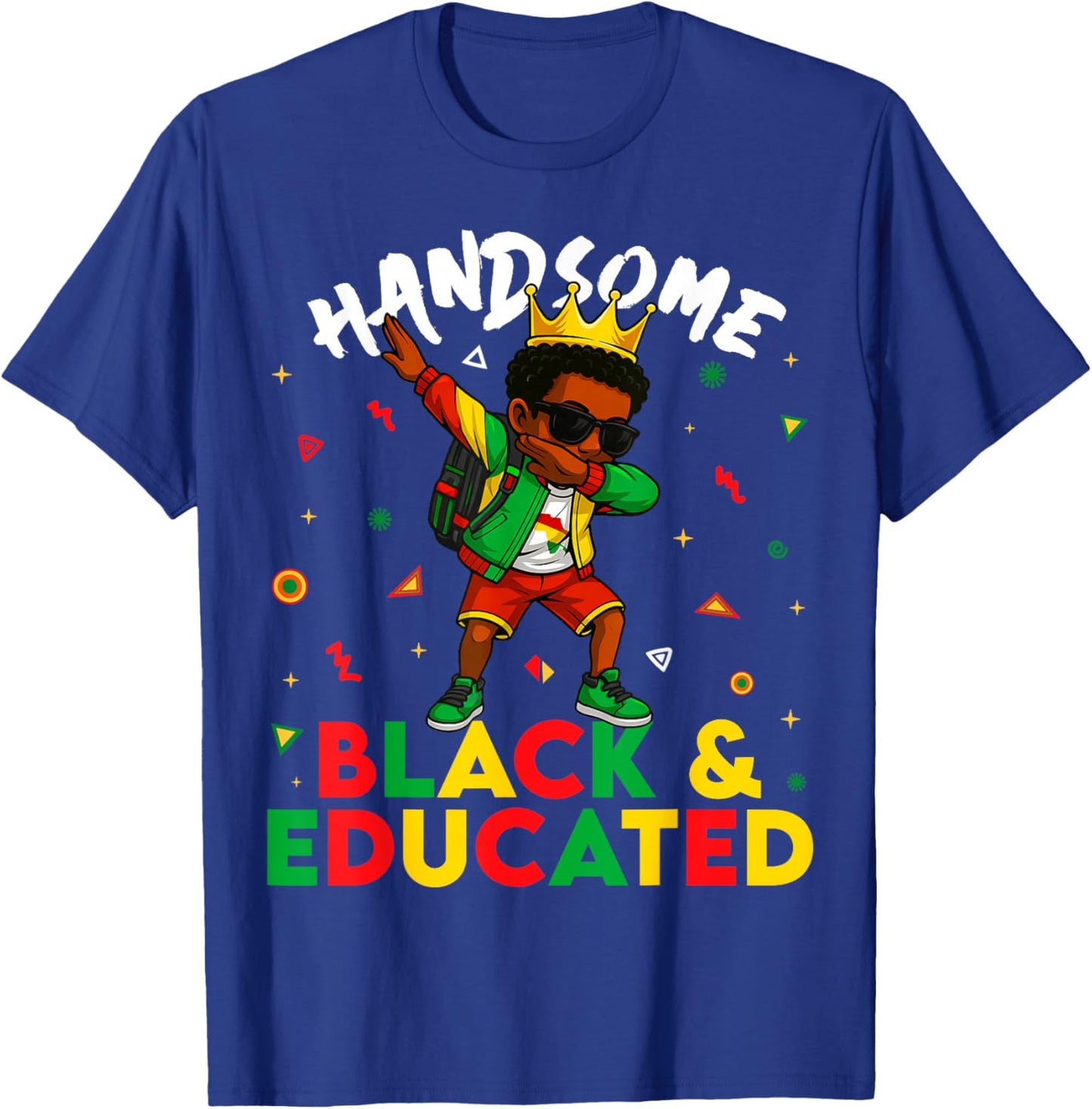 Handsome Black and Educate Dabbing Young Black King Boy T-Shirt - T-Shirt | Royal