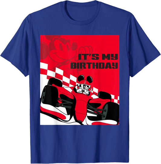 Disney Racing It's My Birthday Mickey Mouse Race Car Party T-Shirt - T-Shirt | Royal