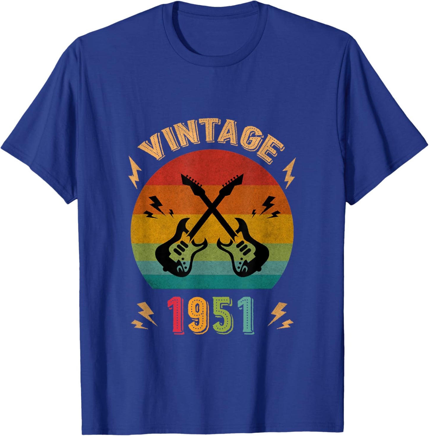 Vintage 1951 Birthday Guitar Player 75th Guitarist Birthday T-Shirt - T-Shirt | Royal