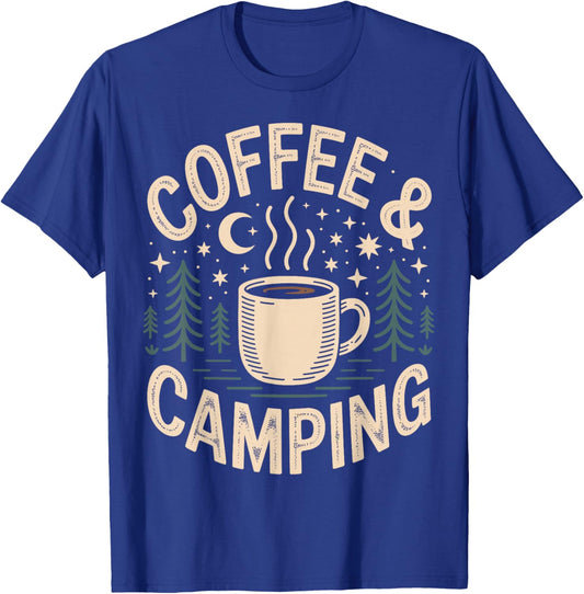 Coffee and Camping T-Shirt - T-Shirt | Royal