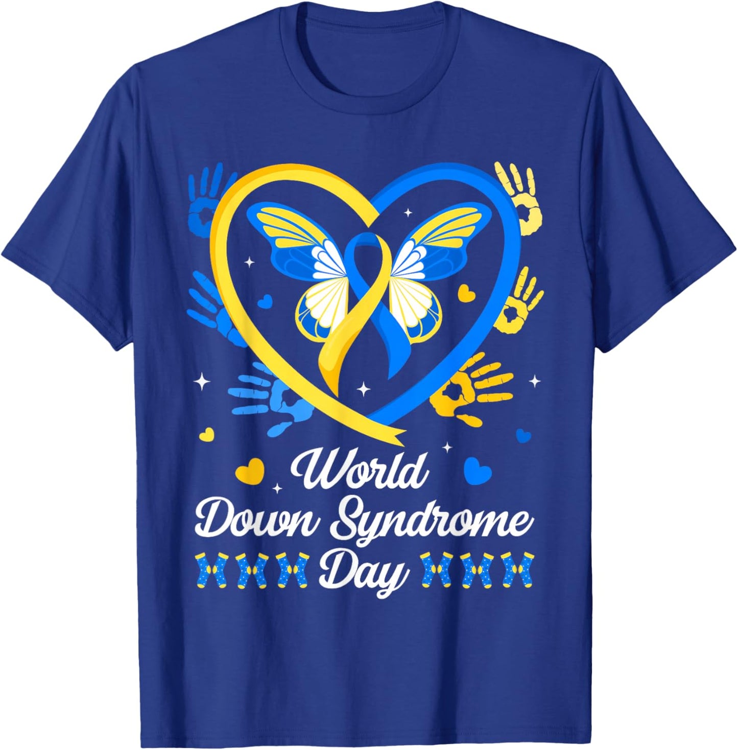 World Down Syndrome Day Awareness Rock Your Socks T21 Heart T-Shirt - T-Shirt | Royal