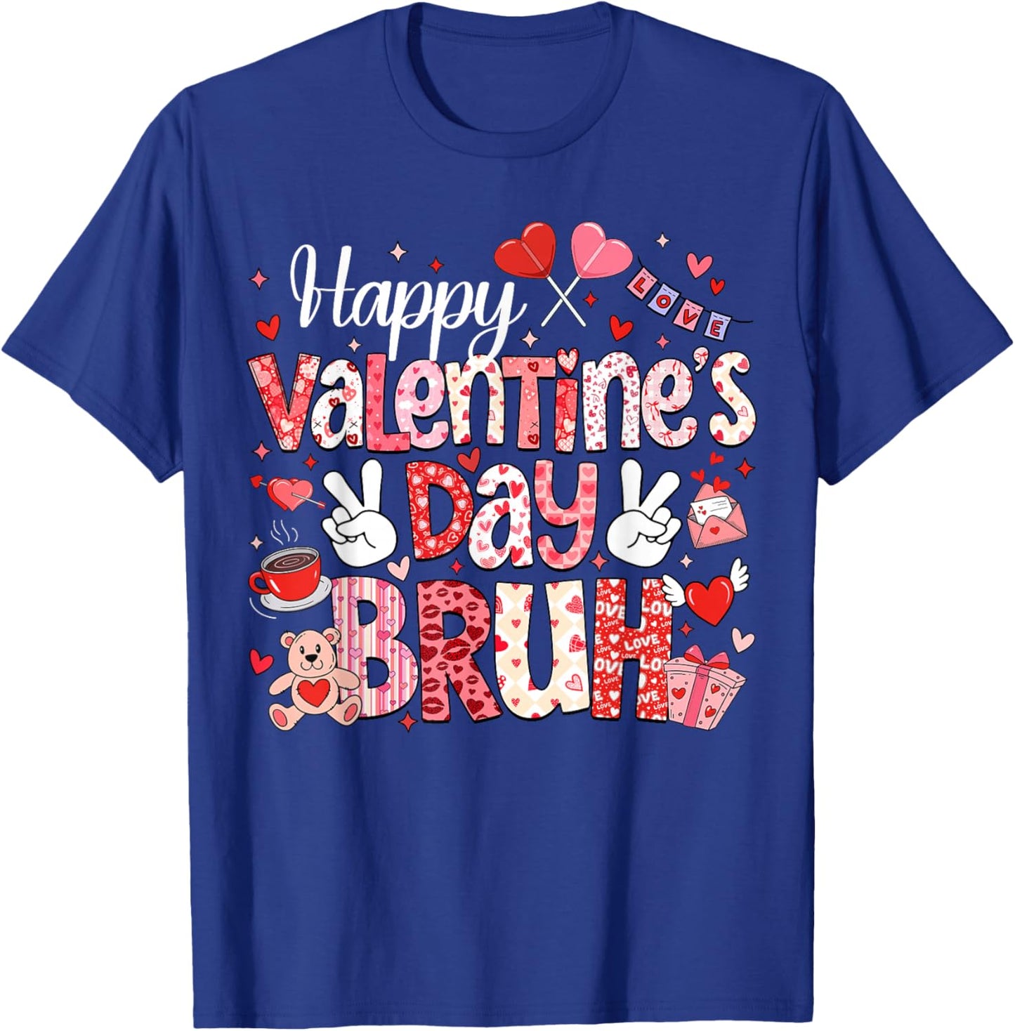Happy Valentine Day Bruh Heart Love Valentine Boys Girls T-Shirt - T-Shirt | Royal