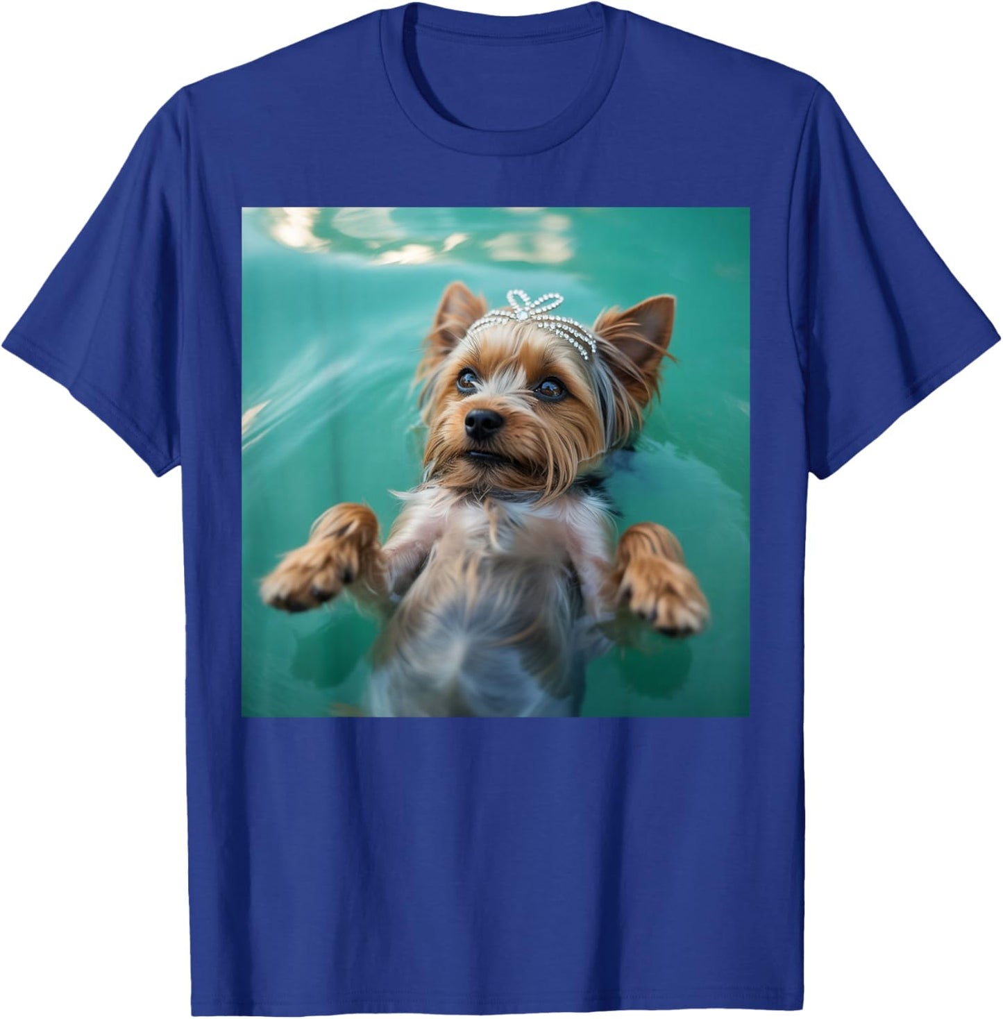 Funny Yorkshire Terrier Dog Swimming Showgirl Water Art T-Shirt - T-Shirt | Royal
