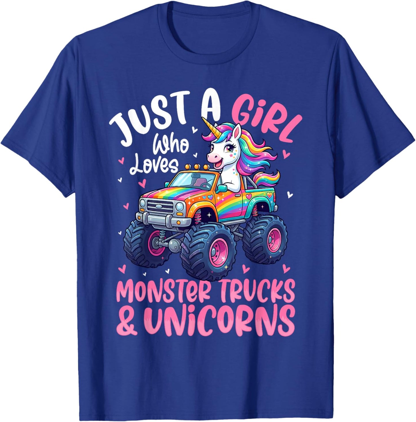 Just a Girl Who Loves Monster Trucks and Unicorns Toddler T-Shirt - T-Shirt | Royal