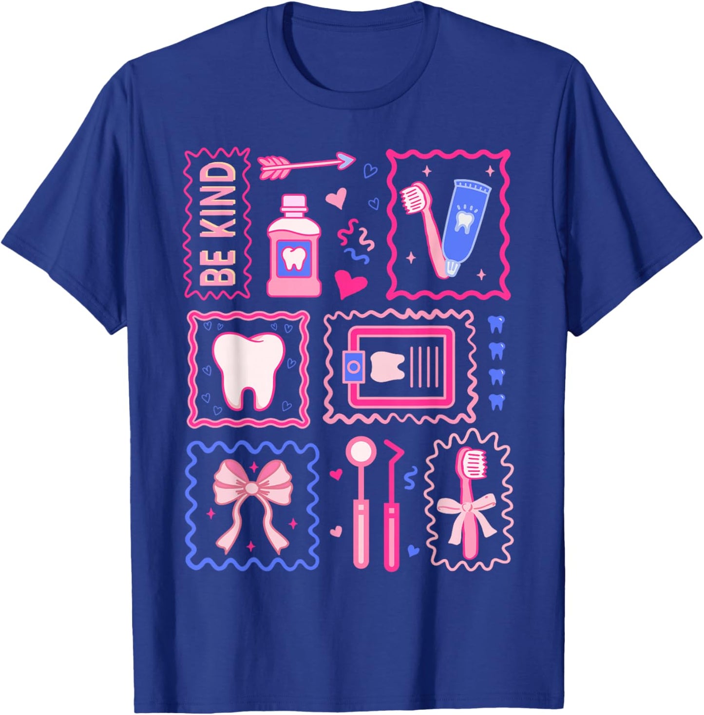 Dental Hygienist Valentine's Day Dentist Squad Tooth Hearts T-Shirt - T-Shirt | Royal