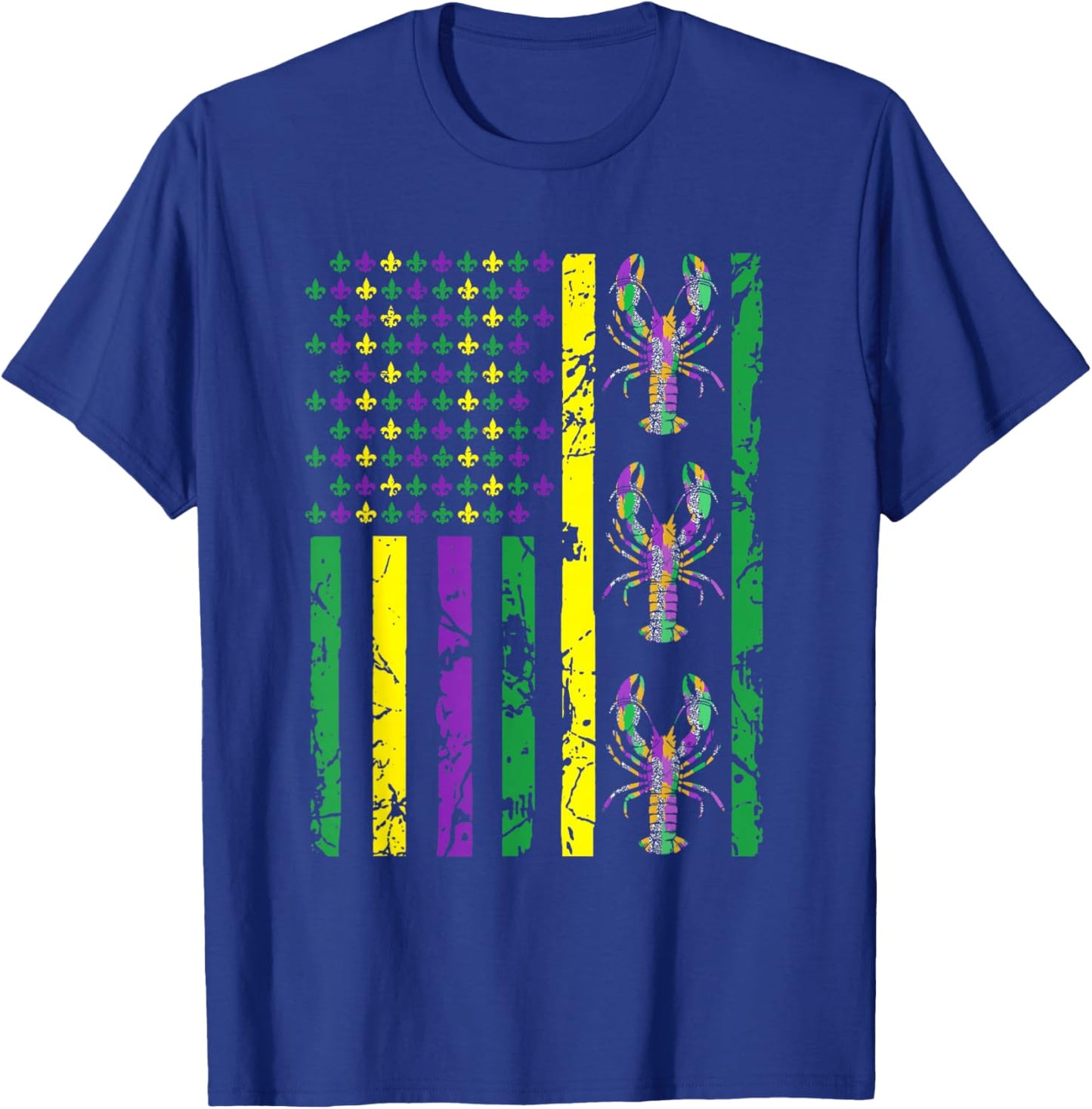 Carnival Mardi Gras USA American Flag Crawfish Parade Outfit T-Shirt - T-Shirt | Royal