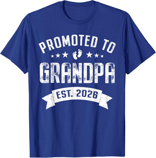 Promoted to Grandpa Est. 2026 Soon to Be Grandfather T-Shirt - T-Shirt | Royal