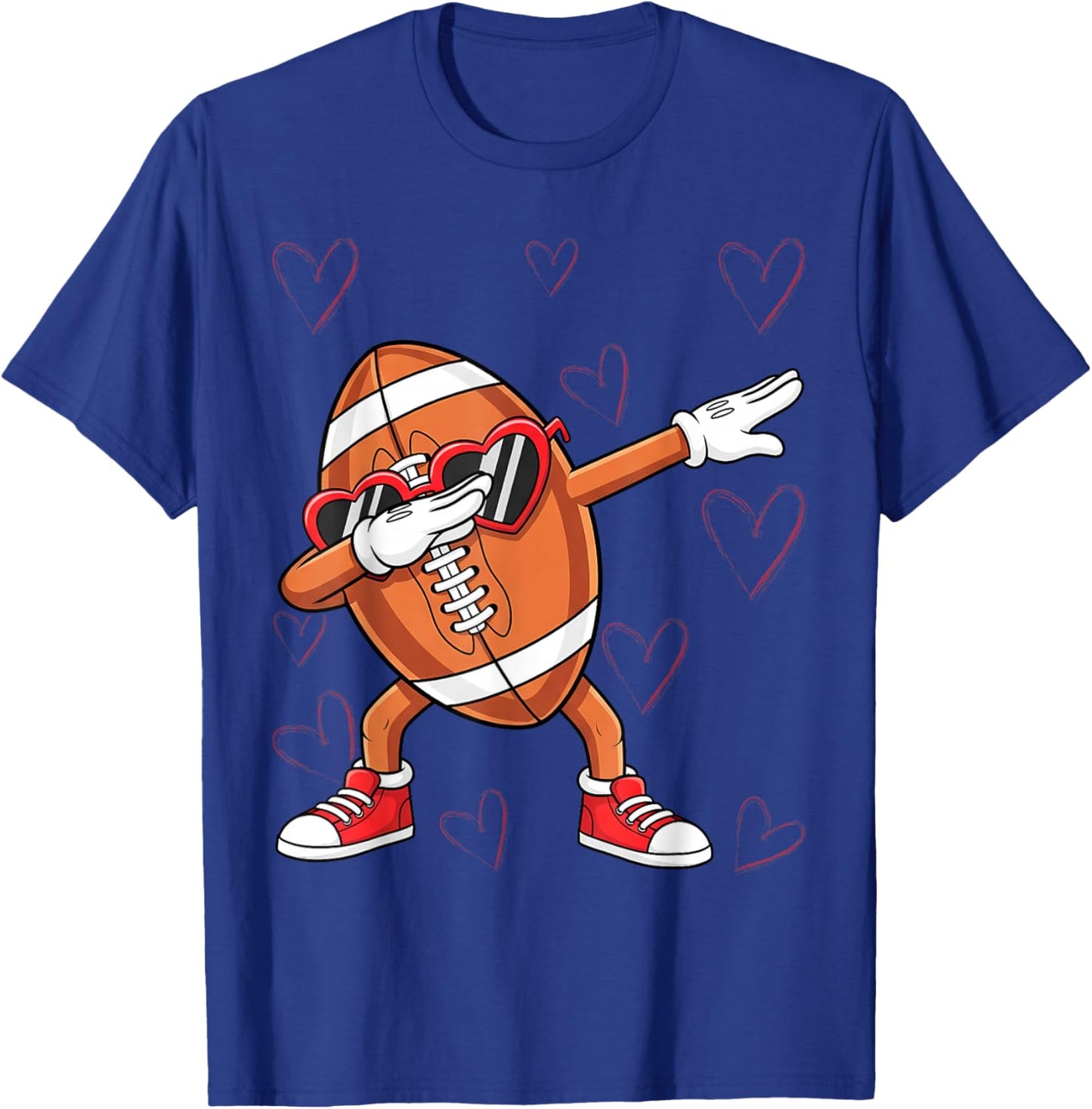 Dabbing Football Heart Glasses Valentines Day Sports Boys T-Shirt - T-Shirt | Royal