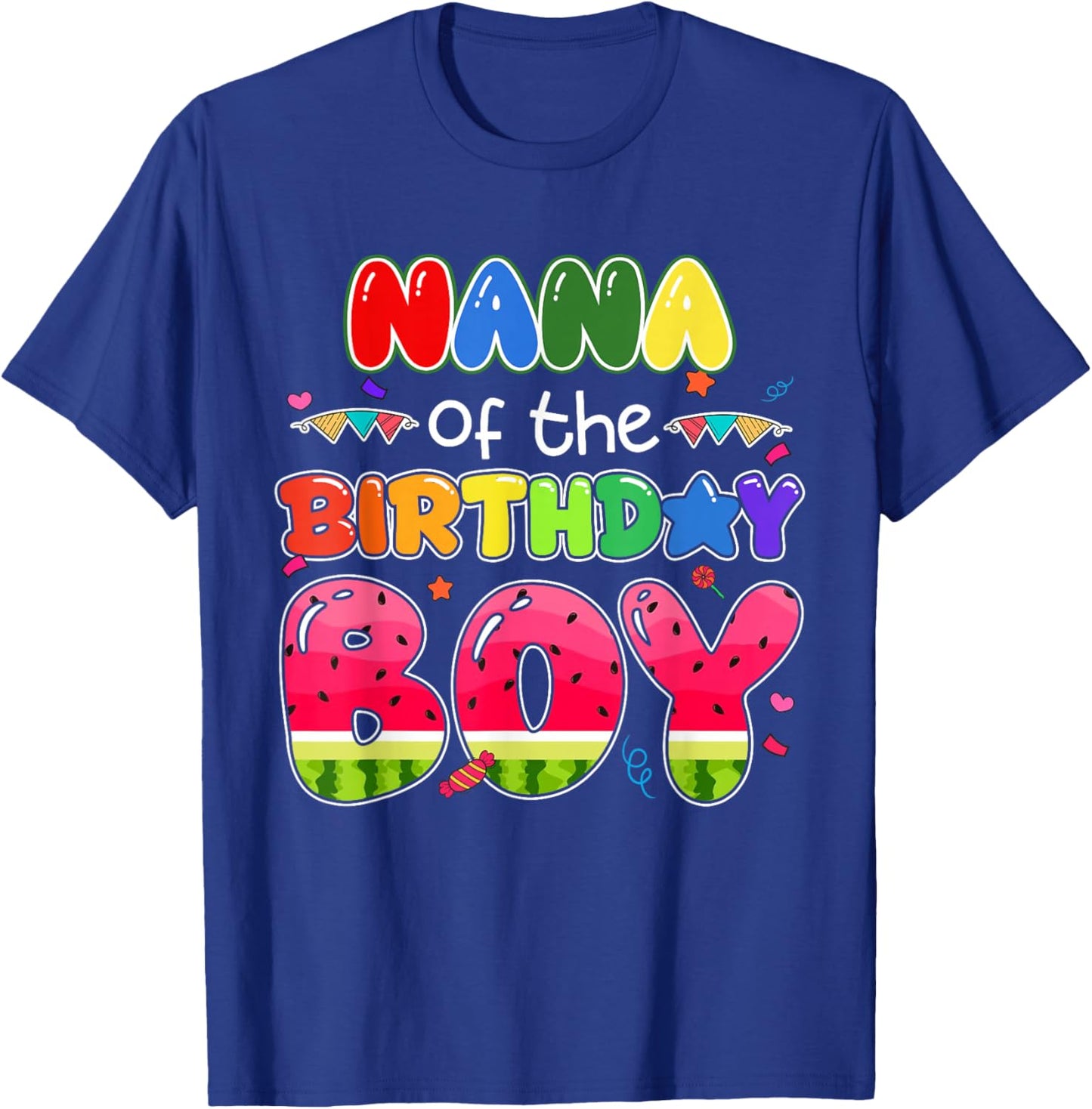 Nana of The Birthday Boy Melon Family Matching Funny T-Shirt - T-Shirt | Royal