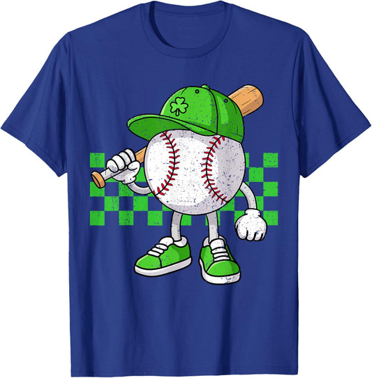 Boys St Patricks Day Baseball Player Pitcher Coach Kids T-Shirt - T-Shirt | Royal