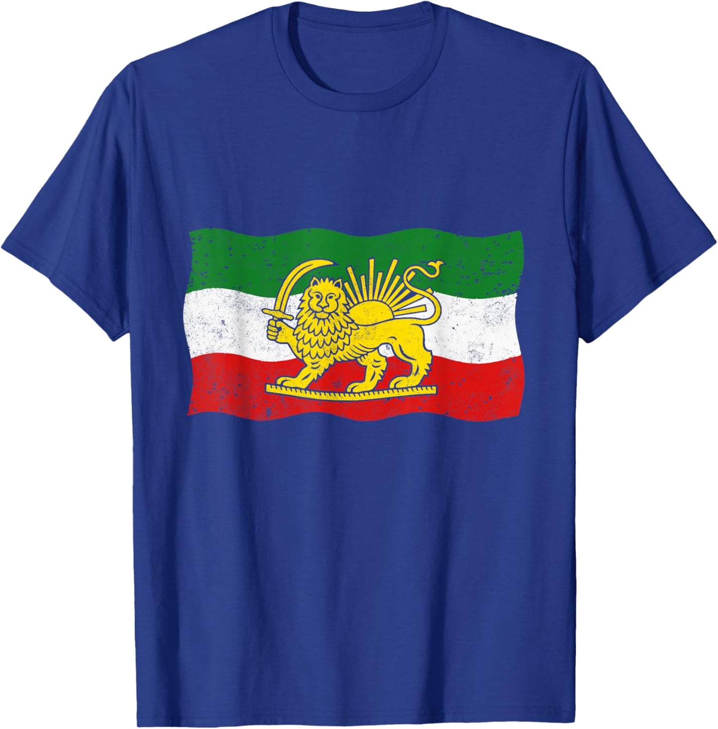 Iran Lion and Sun Flag T-Shirt - T-Shirt | Royal