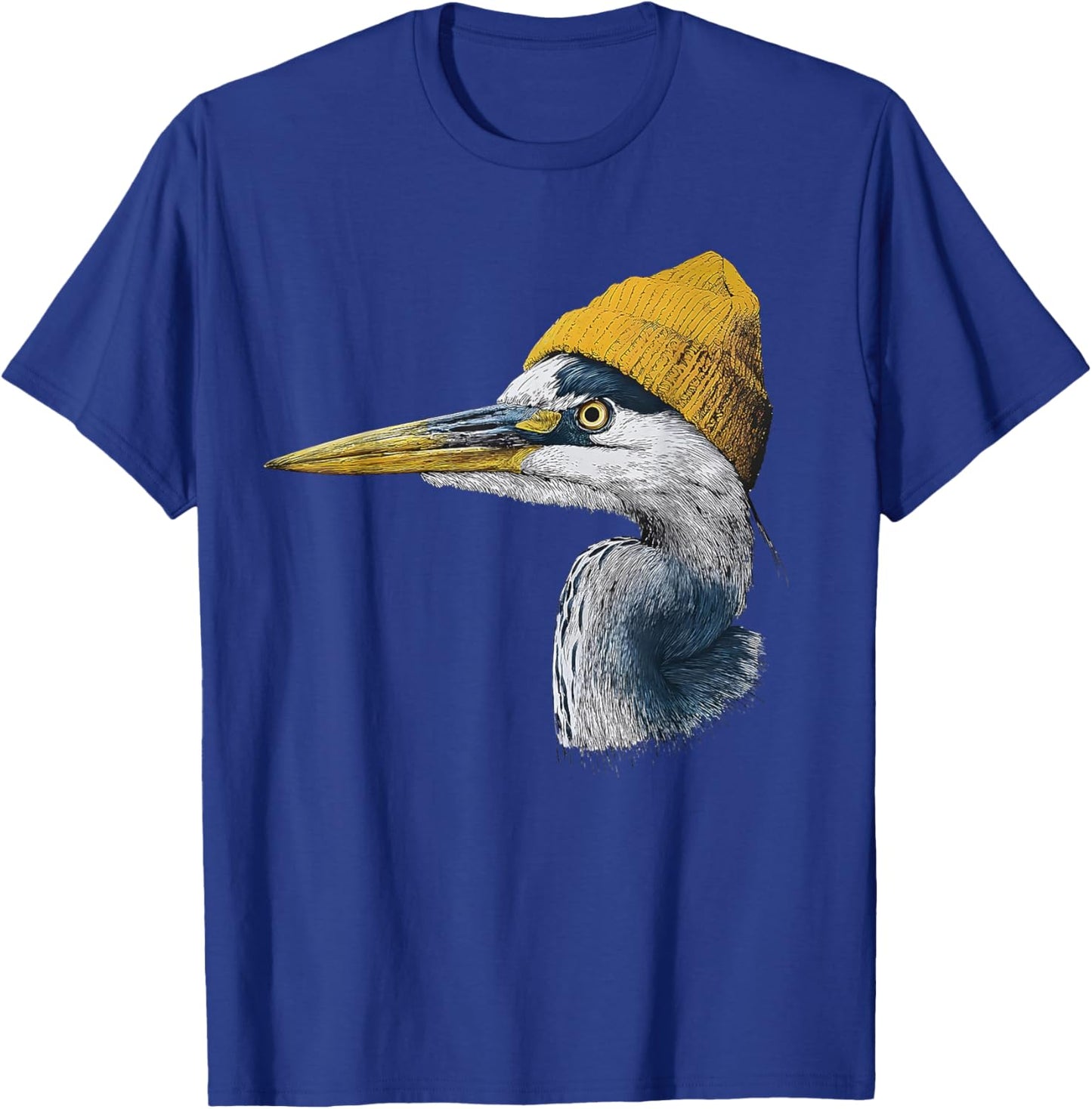Great Blue Heron Birding Yellow Beanie T-Shirt - T-Shirt | Royal