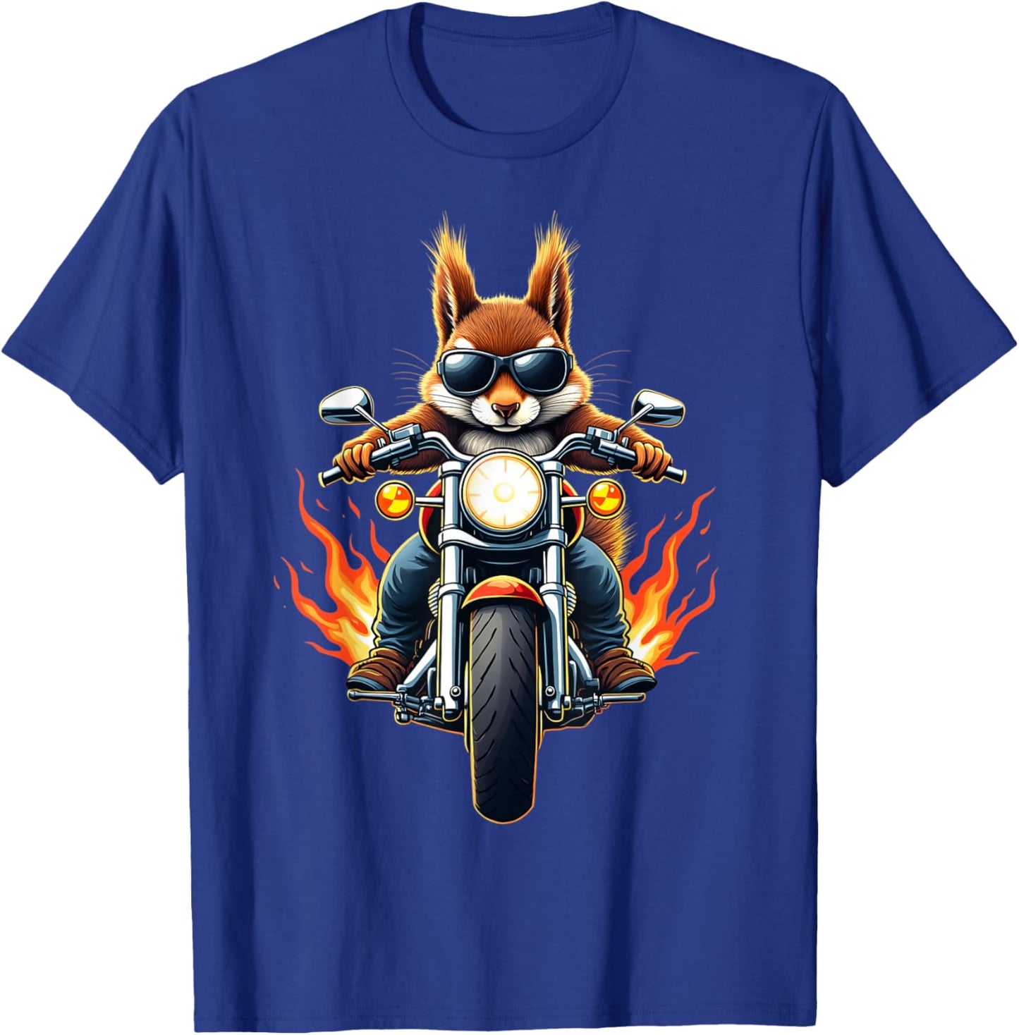 Funny Squirrel Riding a Motorcycle Design Squirrel Lovers T-Shirt - T-Shirt | Royal