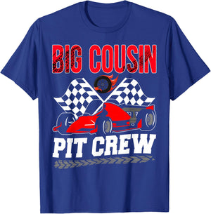 Big Cousin Pit Crew Racing Family Race Car Birthday Boy T-Shirt - T-Shirt | Royal