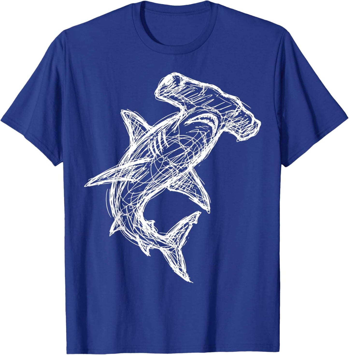 Hammerhead Shark Line Art T-Shirt - T-Shirt | Royal