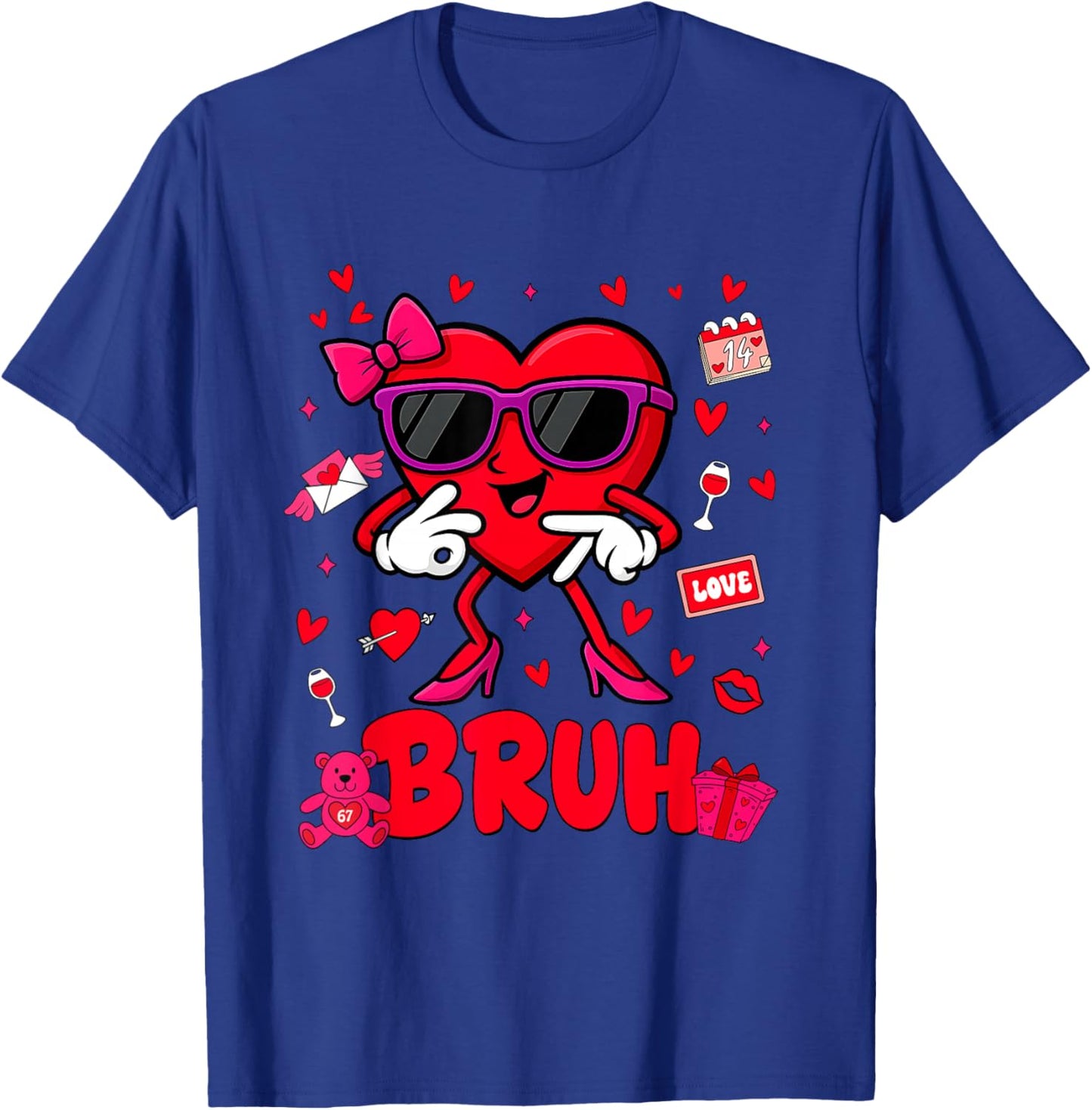 Funny Meme 67 Six Seven Bruh Valentine Heart Women Girl Kids T-Shirt - T-Shirt | Royal