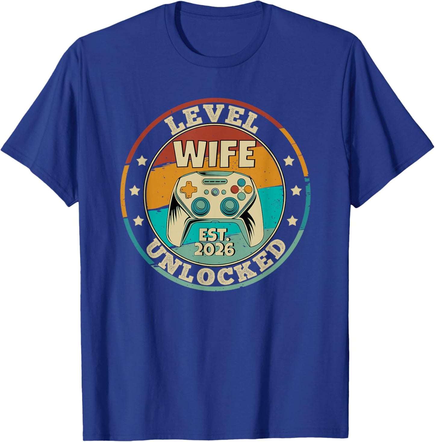 Leveled up to Wife Newlywed Bride Just Married Gamer Couple T-Shirt - T-Shirt | Royal