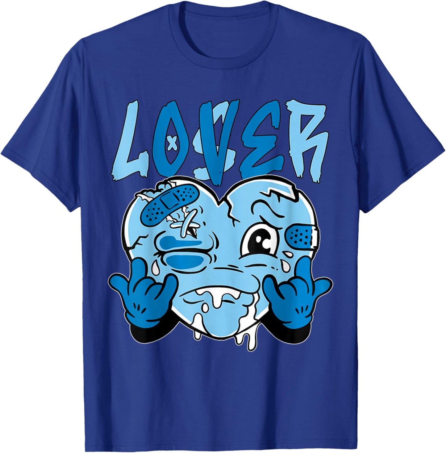 Blue Loser Lover Blue Drip Heart Matching Women T-Shirt - T-Shirt | Royal